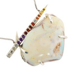  *MAGICAL HEIRLOOM 30 MILLION YEAR OLD STERLING SILVER SOLID AUSTRALIAN OPALIZED SHELL NECKLACE