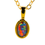 A HUED MARVEL GOLD PLATED AUSTRALIAN OPAL NECKLACE