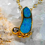 GROOVY ELECTRIC 18KT GOLD & DIAMOND AUSTRALIAN OPAL NECKLACE