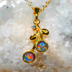 CHERRY BLUSH 18KT GOLD PLATED AUSTRALIAN OPAL NECKLACE