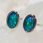 GLITTER COLLISON STERLING SILVER AUSTRALIAN OPAL EARRINGS