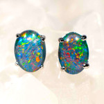 REBORN RADIANCE STERLING SILVER AUSTRALIAN OPAL EARRINGS