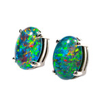 FLICKER STERLING SILVER AUSTRALIAN OPAL EARRINGS