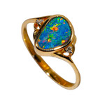 SUNSET SERENADE 14KT GOLD & DIAMOND AUSTRALIAN OPAL RING