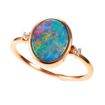 * GLITZ GALA 14KT ROSE GOLD & DIAMOND AUSTRALIAN OPAL RING