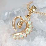 LOVE AMORE 14KT YELLOW GOLD AUSTRALIAN WHITE OPAL NECKLACE