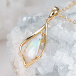 *  ARIA 14KT YELLOW GOLD AUSTRALIAN WHITE OPAL NECKLACE