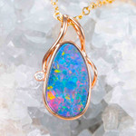 POWDERED SUGAR 14KT ROSE GOLD & DIAMOND AUSTRALIAN OPAL NECKLACE