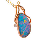 SOFT SUNRISE 14KT ROSE GOLD & DIAMOND AUSTRALIAN OPAL NECKLACE