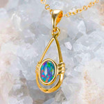 GLIDED GOLD 18KT GOLD PLATED AUSTRALIAN OPAL NECKLACE