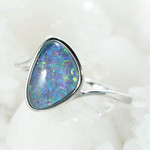 SUNSET SYMPHONY STERLING SILVER AUSTRALIAN OPAL RING