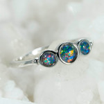 *RITZY STERLING SILVER AUSTRALIAN OPAL RING