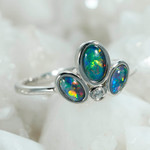 *DEMEANOR STERLING SILVER AUSTRALIAN OPAL RING