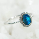 *HOLLYWOOD HILLS STERLING SILVER AUSTRALIAN OPAL RING