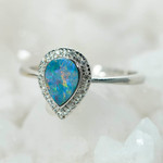 *GLIDED STERLING SILVER AUSTRALIAN OPAL RING