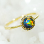 * 1  AMBIANCE 14KT GOLD & DIAMOND OPAL RING