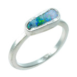 *OPAL AFICIONADO STERLING SILVER AUSTRALIAN SOLID BOULDER OPAL RING