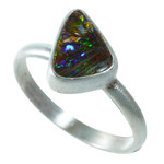 *JUBILANT STERLING SILVER AUSTRALIAN SOLID BOULDER OPAL RING