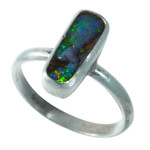 *DETAILED DELIGHT STERLING SILVER AUSTRALIAN SOLID BOULDER OPAL RING