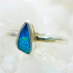 *SPARKLED SPLASH STERLING SILVER AUSTRALIAN SOLID BOULDER OPAL RING