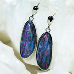 *PLUM PARADISE STERLING SILVER AUSTRALIAN OPAL DROP EARRINGS