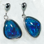 *NAUTICAL STERLING SILVER AUSTRALIAN OPAL DROP EARRINGS