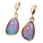 * 1 MAGENTA MADNESS 18KT ROSE GOLD PLATED AUSTRALIAN OPAL DROP EARRINGS