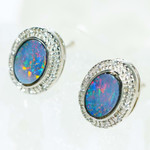 *ORCHID BEAUTY STERLING SILVER AUSTRALIAN OPAL DROP EARRINGS