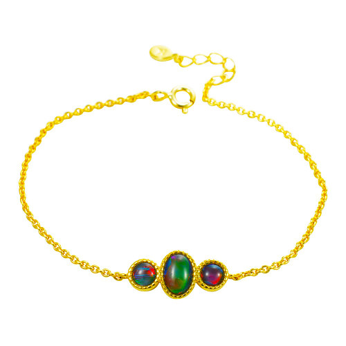 * 1 GRANDEUR GALA STERLING SILVER AUSTRALIAN OPAL BRACELET