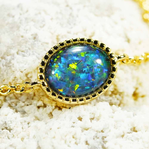ENCHANTED SPARKLE 18KT YELLOW GOLD PLATED AUSTRALIAN OPAL BRACELET