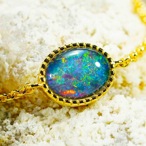 KALEIDOSCOPIA 18KT YELLOW GOLD PLATED AUSTRALIAN OPAL BRACELET