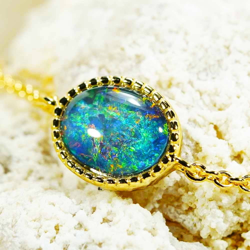 KALEIDOSCOPIA 18KT YELLOW GOLD PLATED AUSTRALIAN OPAL BRACELET
