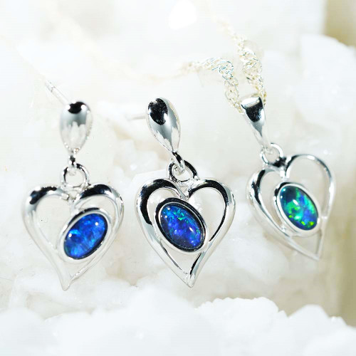 *VOLCANIC FLASH STERLING SILVER AUSTRALIAN OPAL JEWELLERY SET