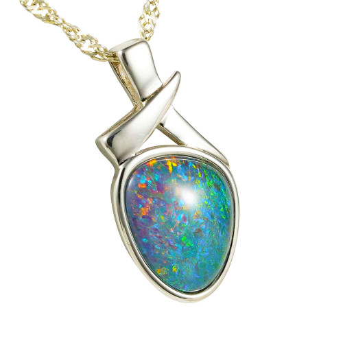 A SAMURI SWORDS STERLING SILVER AUSTRALIAN OPAL NECKLACE