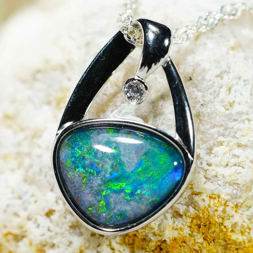 *JENNA STERLING SILVER AUSTRALIAN OPAL NECKLACE