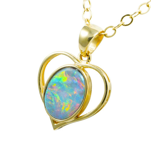 *LOVE LOCK 14KT GOLD AUSTRALIAN OPAL NECKLACE