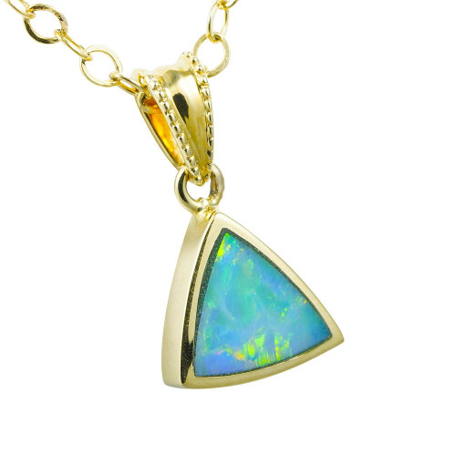 * BLUE LOTUS 14KT GOLD AUSTRALIAN OPAL NECKLACE