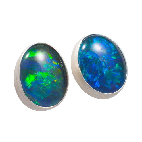 *PRECISE COLOUR STERLING SILVER AUSTRALIAN OPAL EARRINGS