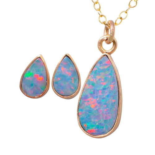 *1 UNIQUE UNLEASH 14KT ROSE GOLD AUSTRALIAN OPAL JEWELLERY SET