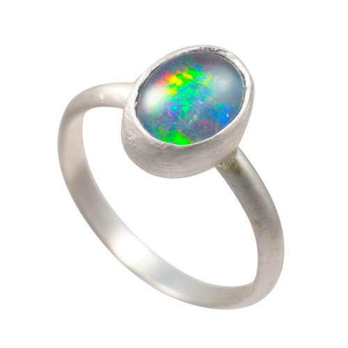 *SPARKLE REFLECTION STERLING SILVER AUSTRALIAN OPAL RING