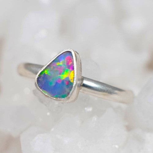 * MASTERPIECE STERLING SILVER AUSTRALIAN OPAL RING