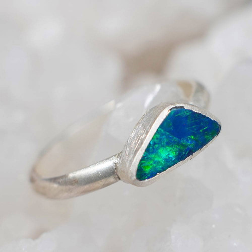 OPAL SPARKLER STERLING SILVER AUSTRALIAN OPAL RING