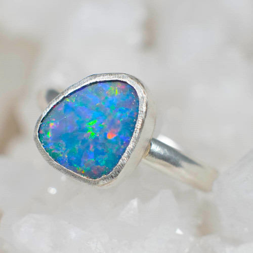 *CALI CRAFTED STERLING SILVER AUSTRALIAN OPAL RING