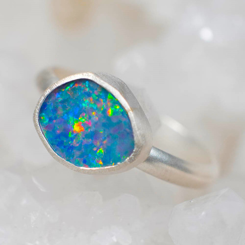 *LUXOR STERLING SILVER AUSTRALIAN OPAL RING