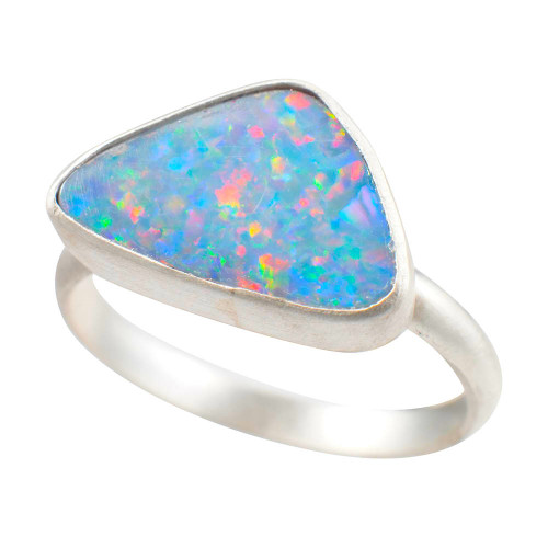 *MOONSTONE STERLING SILVER AUSTRALIAN OPAL RING