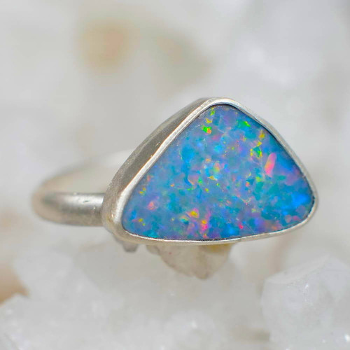 * MOONSTONE STERLING SILVER AUSTRALIAN OPAL RING