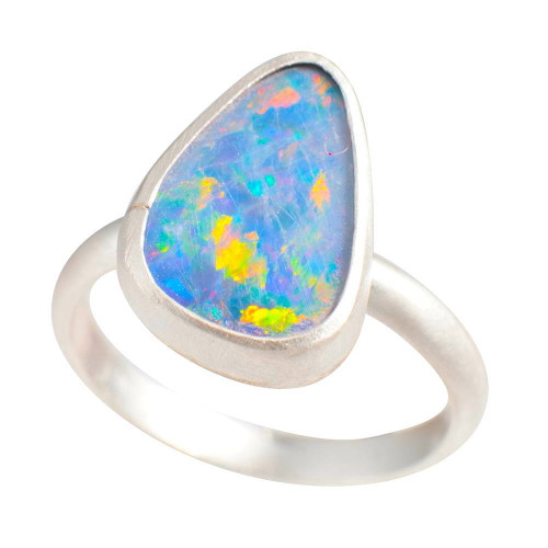 OPAL CRESCENT STERLING SILVER AUSTRALIAN OPAL RING