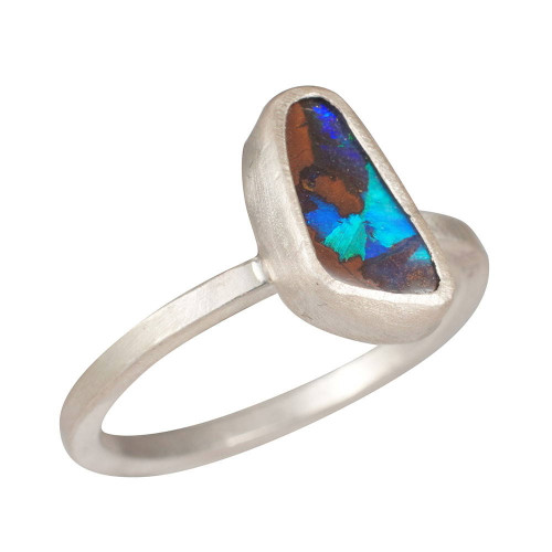 * 1 BEACH LIFESTYLE STERLING SILVER AUSTRALIAN BOULDER OPAL RING
