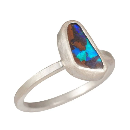 * 1 BEACH LIFESTYLE STERLING SILVER AUSTRALIAN BOULDER OPAL RING