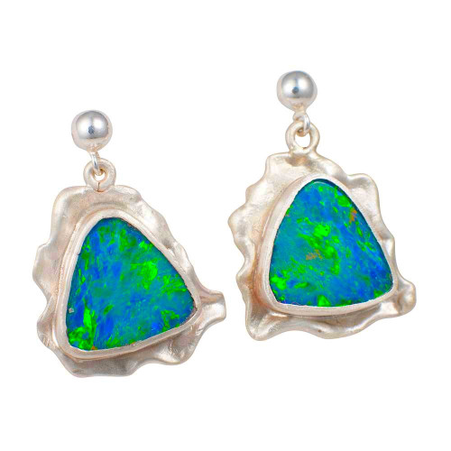  POPOPAL STERLING SILVER OPAL EARRINGS